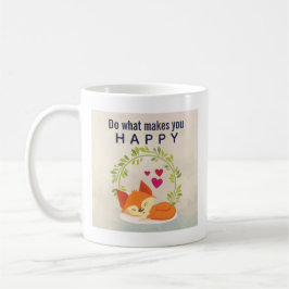 Do What Makes You Happy Sleepingキツネとハート コーヒーマグカップ
