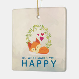 Do What Makes You Happy Sleepingキツネとハート セラミックオーナメント