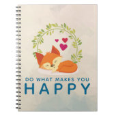 Do What Makes You Happy Sleepingキツネとハート ノートブック (正面)