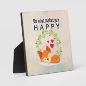 Do What Makes You Happy Sleepingキツネとハート フォトプラーク (正面)