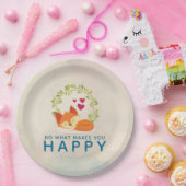Do What Makes You Happy Sleepingキツネとハート ペーパープレート (パーティー)