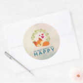 Do What Makes You Happy Sleepingキツネとハート ラウンドシール (封筒)