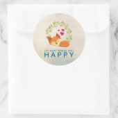 Do What Makes You Happy Sleepingキツネとハート ラウンドシール (バッグ)