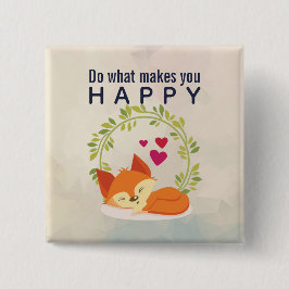 Do What Makes You Happy Sleepingキツネとハート 缶バッジ