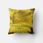 Do What You Love Daffodil Inspirational Rumi Quote クッション (裏面)