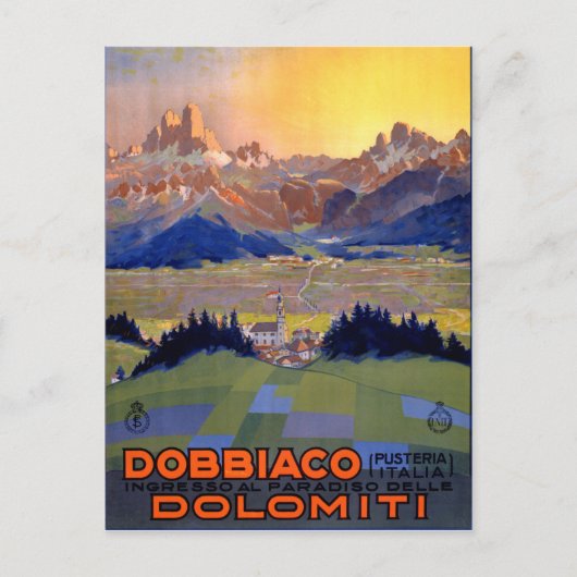 Dobbiaco Toblach Italyヴィンテージ旅行ポスター ポストカード (正面)