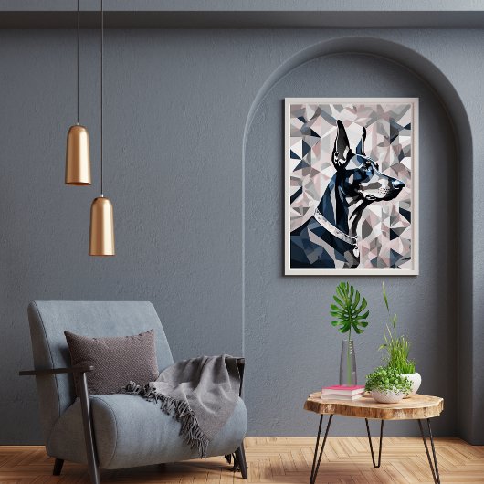 Dobermanポスター{BD-C2}モノトーンl幾何学 ポスター