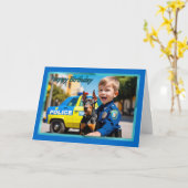 Doberman Boyの誕生日カードで警官 カード (黄色い花)