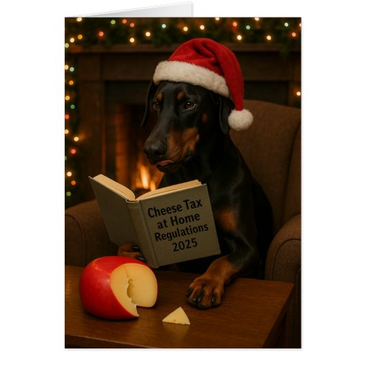 Doberman 'Cheese Tax' Christmas card (正面)