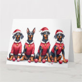 Doberman Christmas Dress Santa Hat カード (正面)