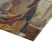 Doberman Cooking in Kitchen カッティングボード (角)