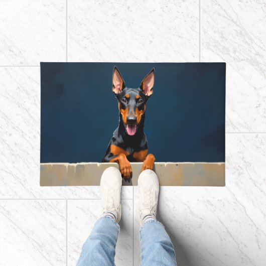Doberman Dog Doormat Art ドアマット (室内)