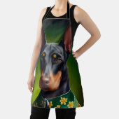 Doberman Dog in St. Patrick's Day Dress エプロン (インサイチュ)
