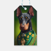 Doberman Dog in St. Patrick's Day Dress ギフトタグ (正面)