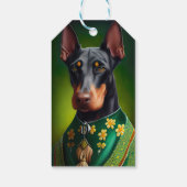 Doberman Dog in St. Patrick's Day Dress ギフトタグ (裏面)