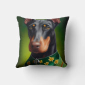 Doberman Dog in St. Patrick's Day Dress クッション (裏面)