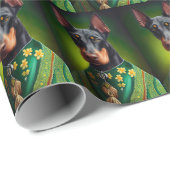 Doberman Dog in St. Patrick's Day Dress ラッピングペーパー (ロールコーナー)
