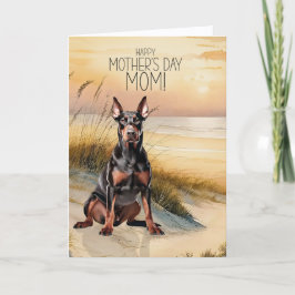 Doberman Dog Sunset Beach Mother's Day シーズンカード