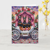 Doberman Dog Valentine's Day  カード (黄色い花)