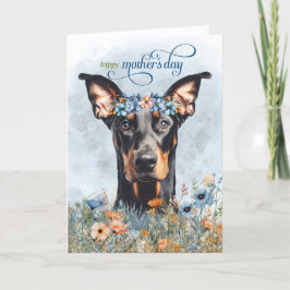 Doberman Dog Wildflowers Mother's Day シーズンカード
