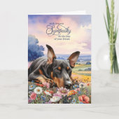 Doberman Dog with Wildflowers Pet Sympathy カード (正面)