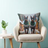 Doberman Dogs Christmas Snow Holiday  クッション (椅子)