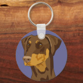 Doberman Head, Red, Uncrop キーホルダー (正面)