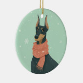 Doberman Holiday Keepsake セラミックオーナメント (右)