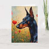 Doberman in a field of flowers  カード (正面)