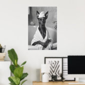 Doberman in Bathrobe, Funny Bathroom Art ポスター (ホームオフィス)