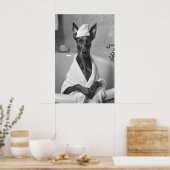 Doberman in Bathrobe, Funny Bathroom Art ポスター (キッチン)