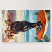 Doberman Luxury Beach Scene ジグソーパズル (横)