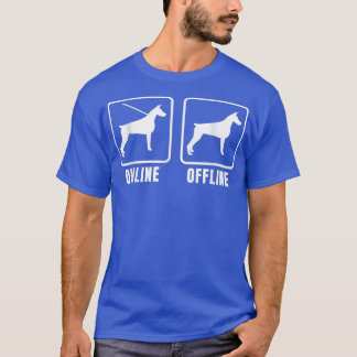 Doberman Offlineオンライン犬飼育者歩く犬Ow Tシャツ
