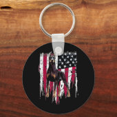 Doberman Pinscher American Flag Usa Awesome  キーホルダー (正面)
