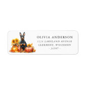 Doberman Pinscher Autumn Return Address ラベル (正面)