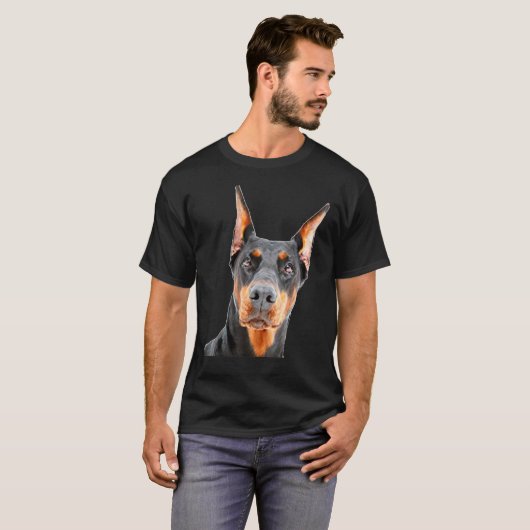 Doberman Pinscher Breed Dog Face Tシャツ (正面フル)