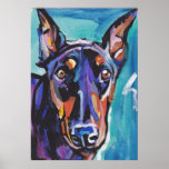 Doberman Pinscher bright Pop Art Poster Print ポスター<br><div class="desc">Here's a wonderful,  bright,  fun,  tribute to your best friend and favorite breed- the Dobie  from an original painting by Lea</div>