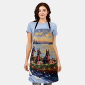 Doberman Pinscher Christmas Boat Holiday エプロン (着用した状態)