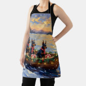 Doberman Pinscher Christmas Boat Holiday エプロン (インサイチュ)