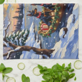 Doberman Pinscher Christmas Boat Holiday キッチンタオル (折り畳み)