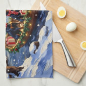 Doberman Pinscher Christmas Boat Holiday キッチンタオル (四つ折り)