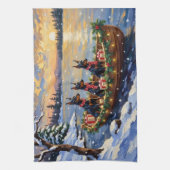 Doberman Pinscher Christmas Boat Holiday キッチンタオル (縦)