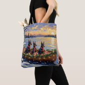 Doberman Pinscher Christmas Boat Holiday トートバッグ (クローズアップ)
