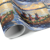 Doberman Pinscher Christmas Boat Holiday ラッピングペーパー (ロールコーナー)