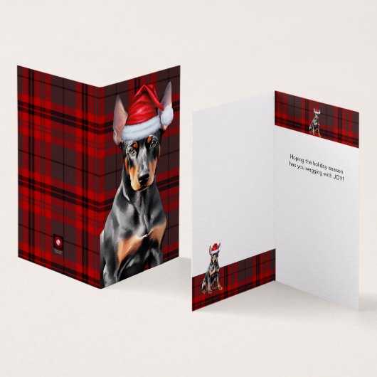 Doberman Pinscher Christmas Dog Red Holiday Plaid (内部&外部)
