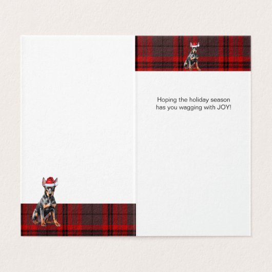 Doberman Pinscher Christmas Dog Red Holiday Plaid (内部フラット)