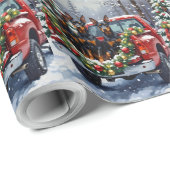 Doberman Pinscher Christmas Red Truck Holiday ラッピングペーパー (ロールコーナー)