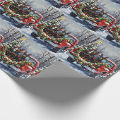 Doberman Pinscher Christmas Red Truck Holiday ラッピングペーパー (角)