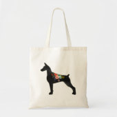 Doberman Pinscher Dog Breed Boho Floral Silhouette トートバッグ (正面)