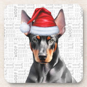 Doberman Pinscher Dog in a Santa Hat Holiday コースター (正面)